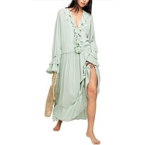 NWT Free People Sweet Darlin Maxi Dress in Minted Jade